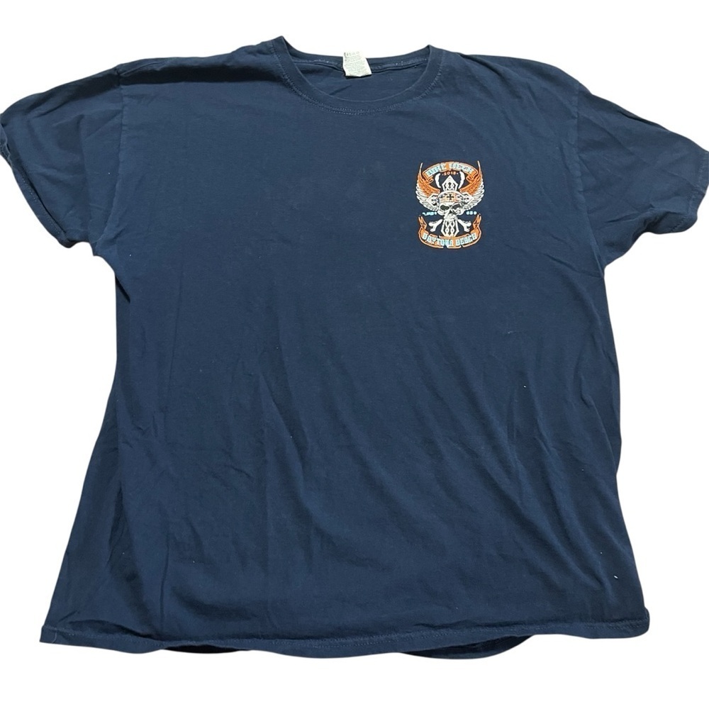 Bike Week Daytona Beach 2018 Navy Blue Short Sleeve graphic Tee Size XL Skull